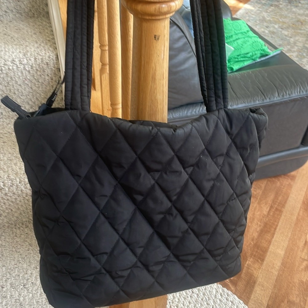 Vera Bradley Black Quilted Nylon Shoulder Bag